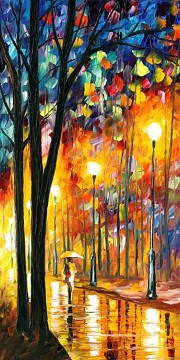 Landscapes Painting - Red Yellow Trees Autumn by Knife 08